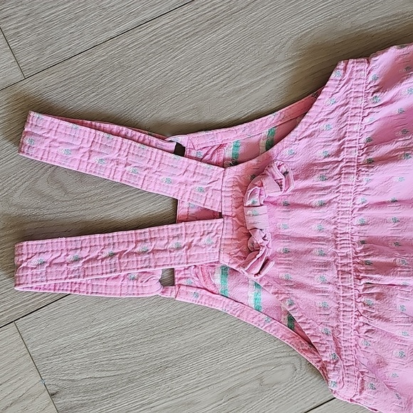 Vintage OshKosh Pink Tab Pink Floral Overall Dress / Dressall, Size 6X - Picture 9 of 14